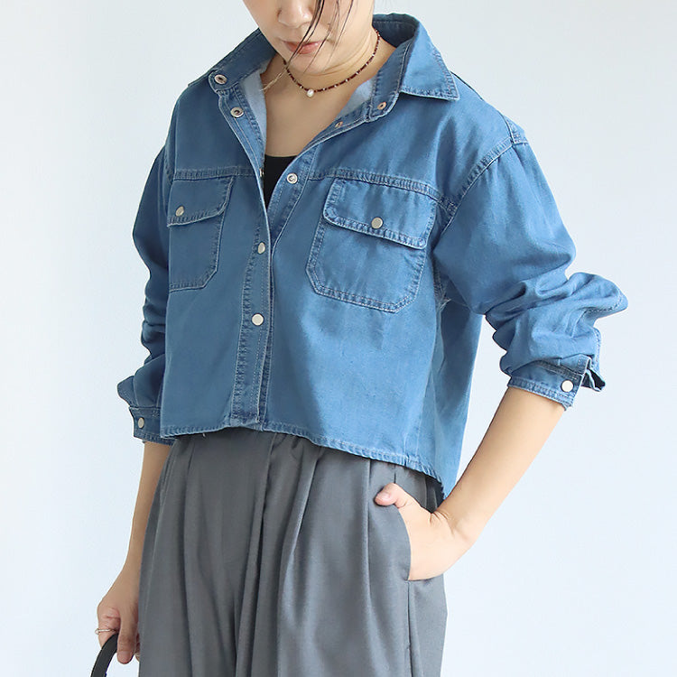 クロップドデニムシャツ