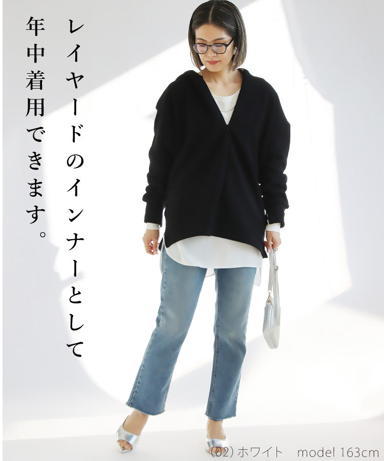リブ使いジョーゼットプルオーバー