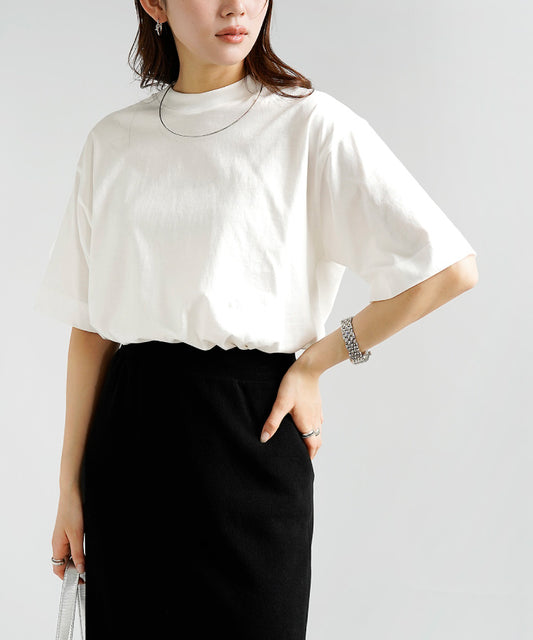 シルケットハイネックTシャツ