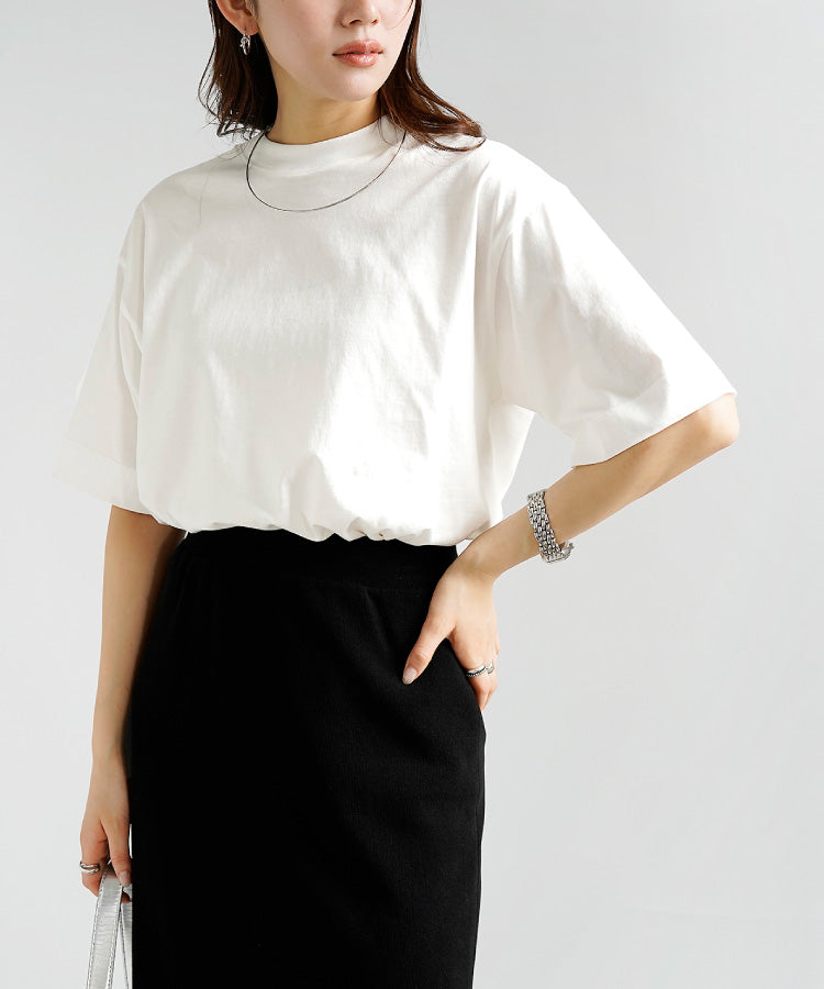 シルケットハイネックTシャツ