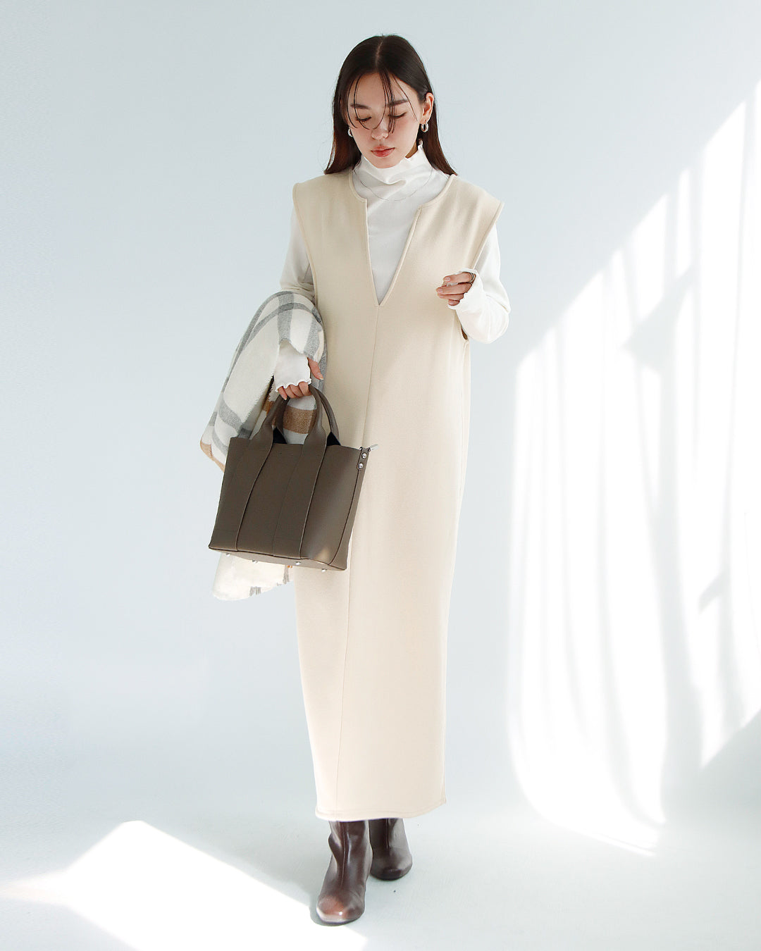 裏ボアキーネックジャンパースカート