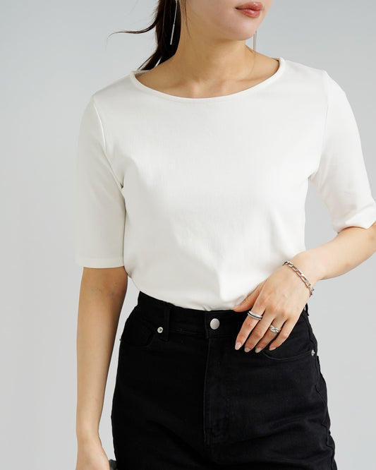 すっきり見え5分袖Tシャツ