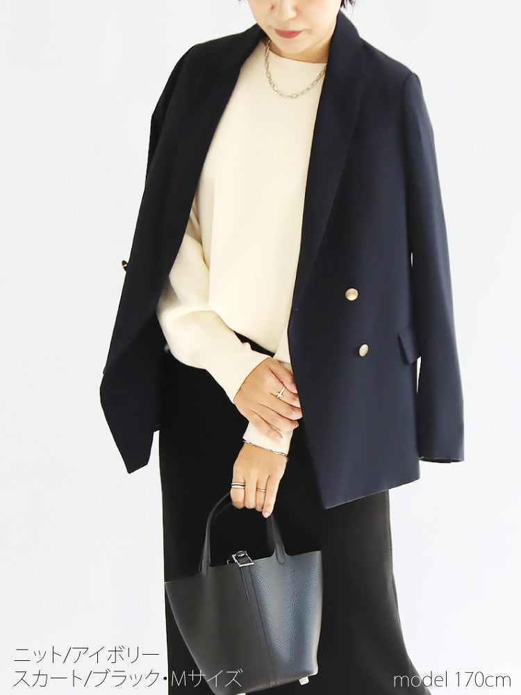 スウェットライクニット×リブタイトスカートコーデ2点セット