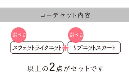 スウェットライクニット×リブタイトスカートコーデ2点セット