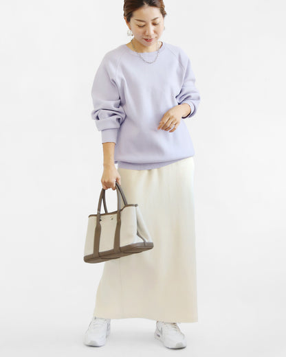 スウェットライクニット×リブタイトスカートコーデ2点セット