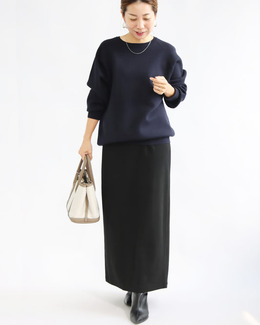 スウェットライクニット×リブタイトスカートコーデ2点セット