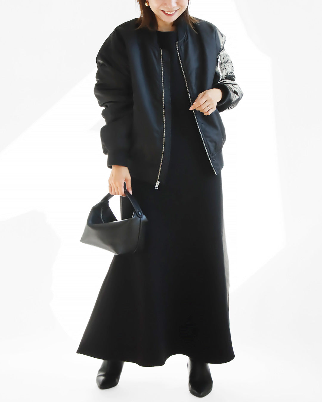 MA-1×裏ボアマーメイドワンピースコーデ2点セット