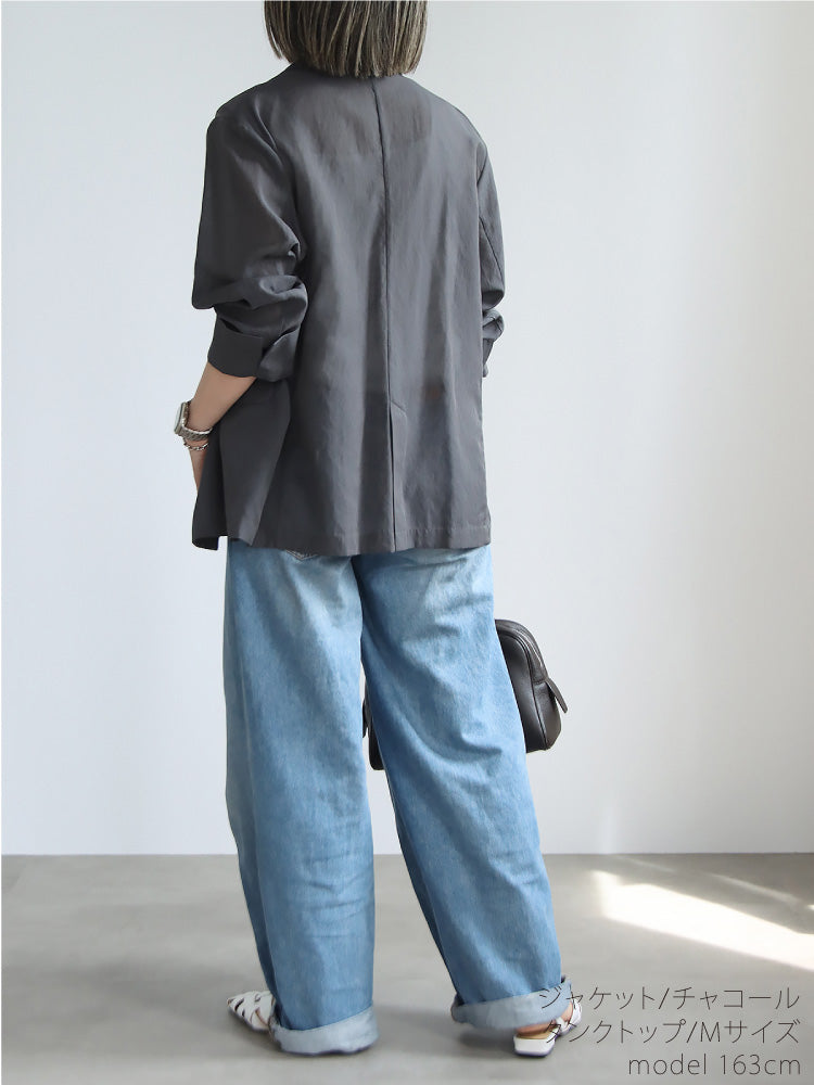 旬顔シアー×艶インナー　大人のジャケットコーデ2点セット