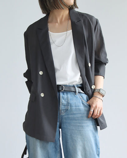 旬顔シアー×艶インナー　大人のジャケットコーデ2点セット