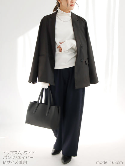あったかくオシャレに！サス付き大人シンプルコーデ2点セット