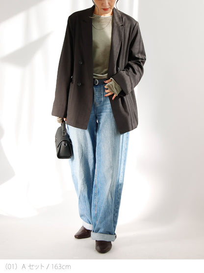 ジャケット×ベロアトップスコーデ2点セット