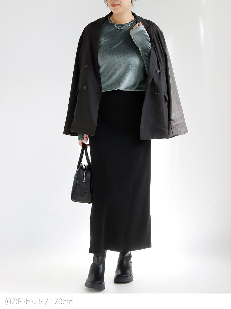 ジャケット×ベロアトップスコーデ2点セット