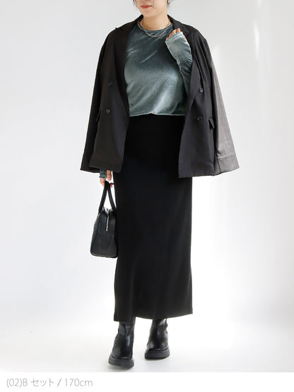 ジャケット×ベロアトップスコーデ2点セット