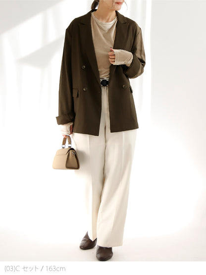 ジャケット×ベロアトップスコーデ2点セット