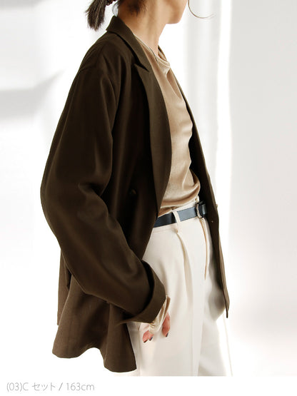 ジャケット×ベロアトップスコーデ2点セット