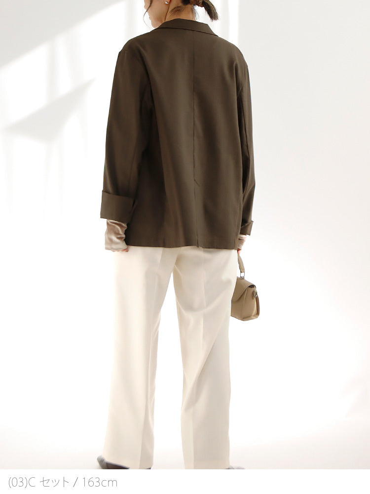 ジャケット×ベロアトップスコーデ2点セット