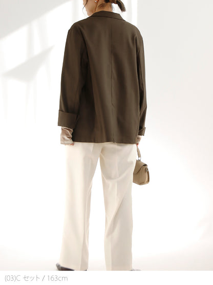 ジャケット×ベロアトップスコーデ2点セット