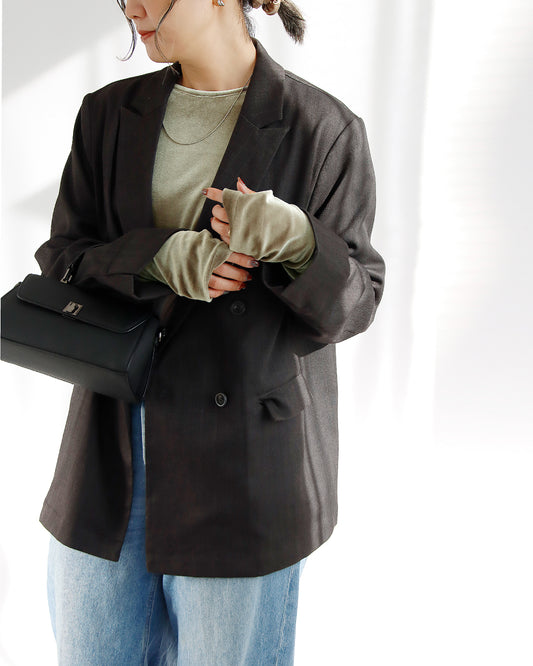 ジャケット×ベロアトップスコーデ2点セット