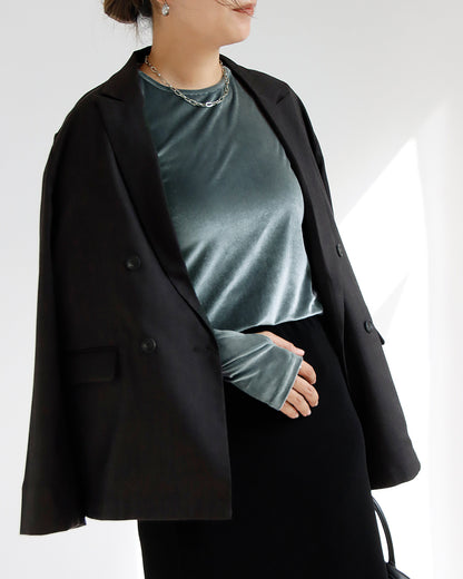 ジャケット×ベロアトップスコーデ2点セット