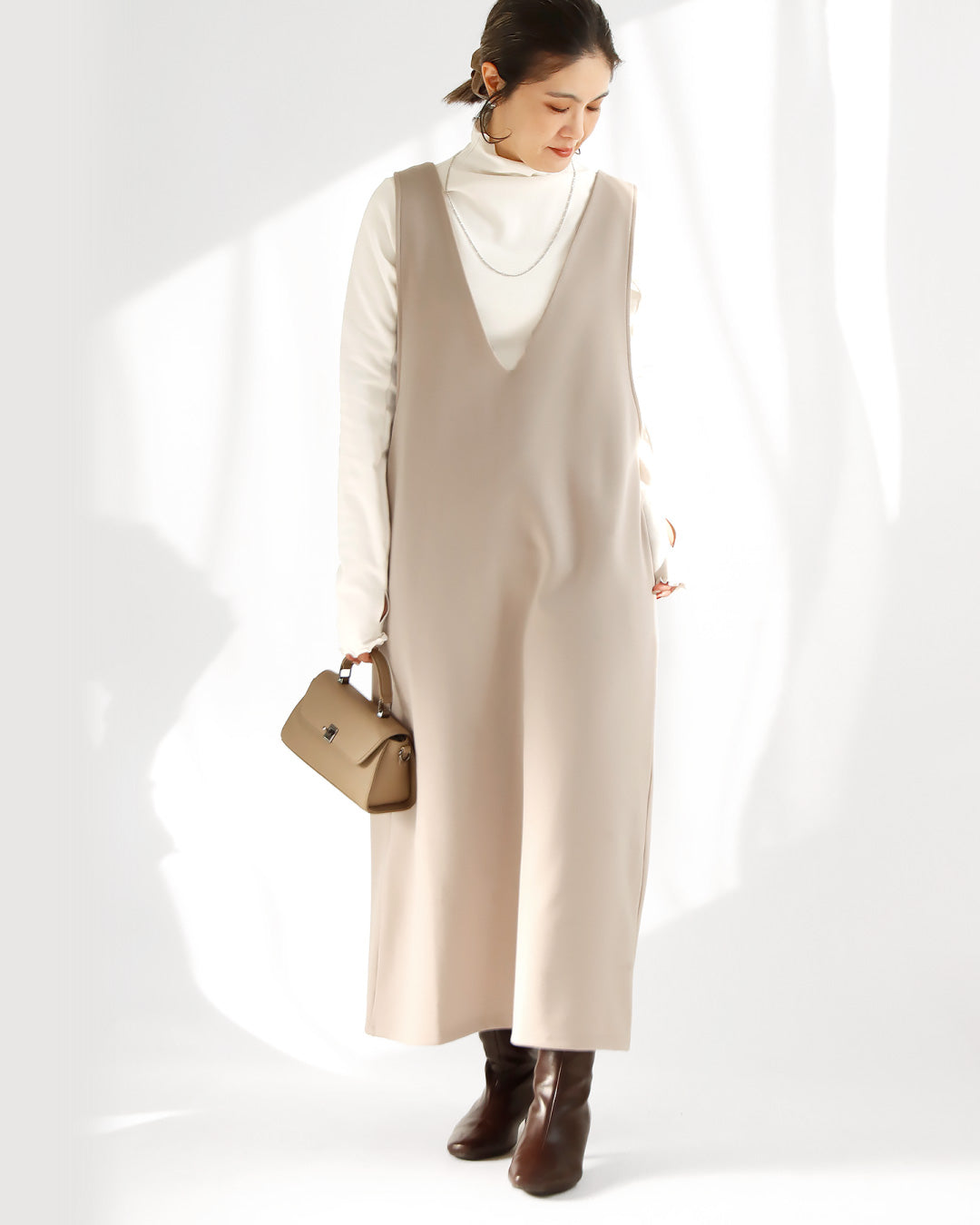 着太りなしであったかい！冬のジャンスカコーデ2点セット