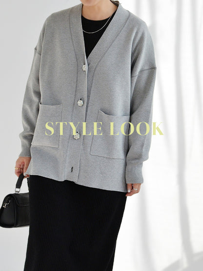 カーディガン×ニットワンピースコーデ2点セット