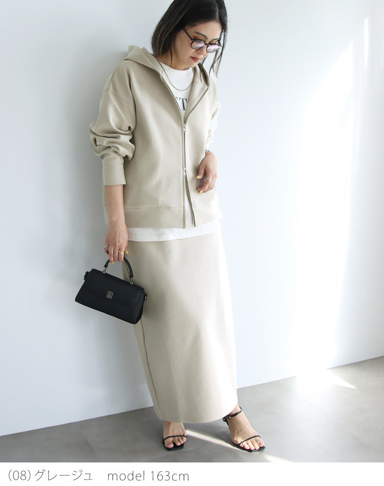 【予約商品2月中～下旬入荷予定】ポンチパーカー×タイトスカートセットアップ