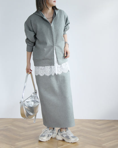 【予約商品2月中～下旬入荷予定】ポンチパーカー×タイトスカートセットアップ