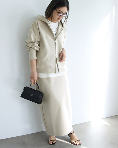 【予約商品2月中～下旬入荷予定】ポンチパーカー×タイトスカートセットアップ