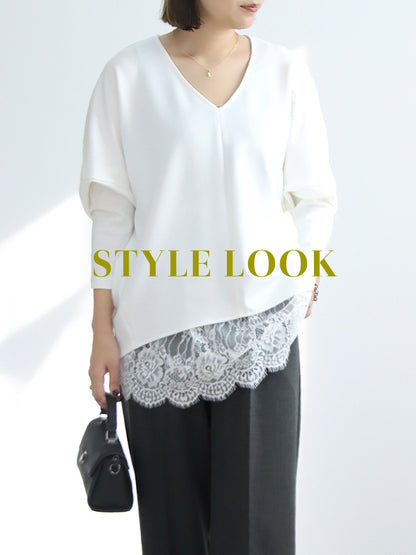 ポンチプルオーバー×レイヤードレースコーデ2点セット