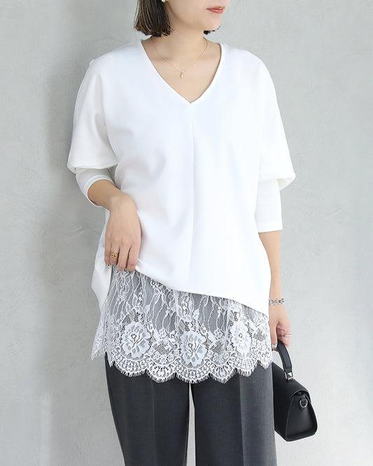 ポンチプルオーバー×レイヤードレースコーデ2点セット