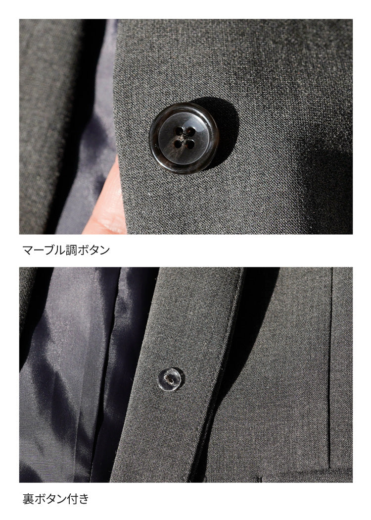 ノーカラージャケット×ワイドパンツスーツ