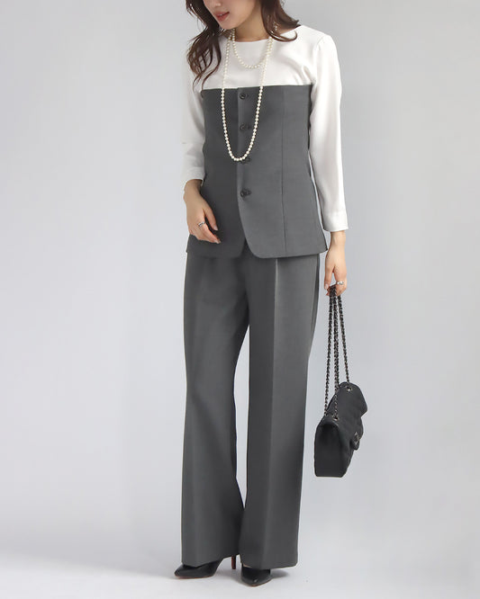 ビスチェ×ワイドパンツスーツ