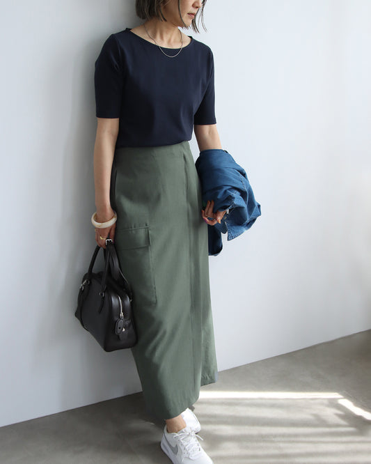 【一部予約商品5/上～中旬入荷予定】お仕事も休日も両立するきれいめT×デザインスカートコーデ2点セット