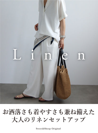 【予約商品7月7日入荷予定】リネンスキッパーシャツセットアップコーデ