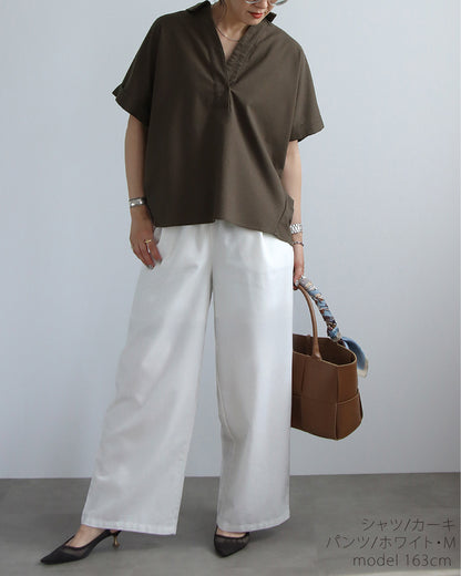 【予約商品7月7日入荷予定】リネンスキッパーシャツセットアップコーデ