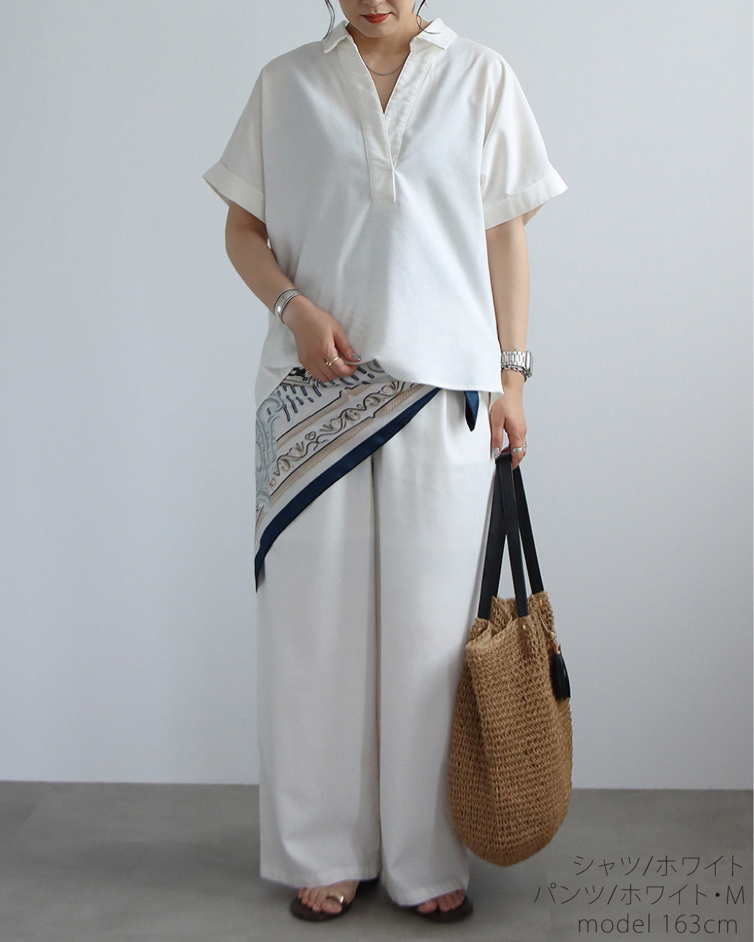 【予約商品7月7日入荷予定】リネンスキッパーシャツセットアップコーデ