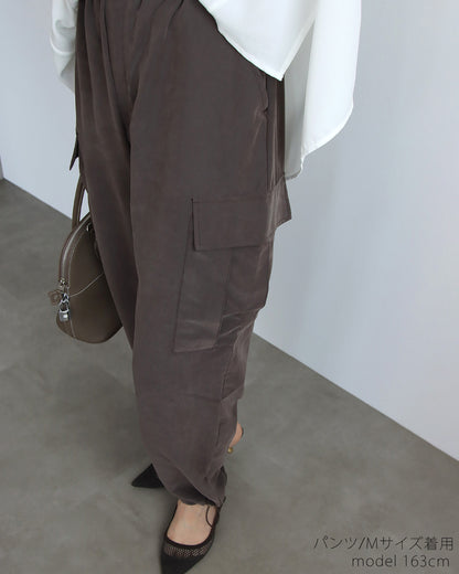 着るだけでこなれるシフォンブラウス×きれいめカーゴパンツコーデ2点セット