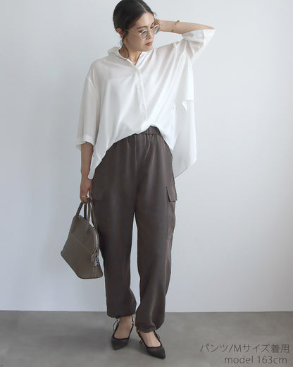 着るだけでこなれるシフォンブラウス×きれいめカーゴパンツコーデ2点セット