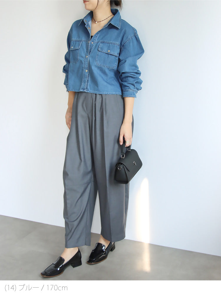 クロップドデニムシャツ