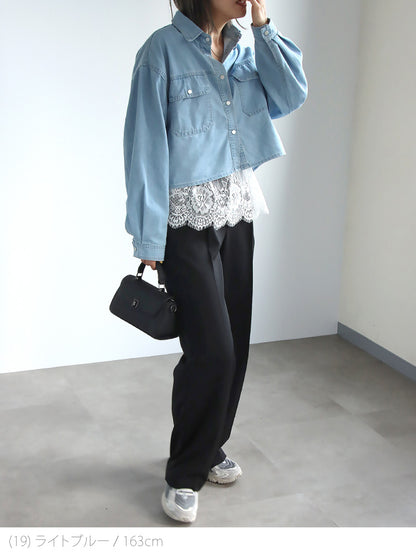 クロップドデニムシャツ