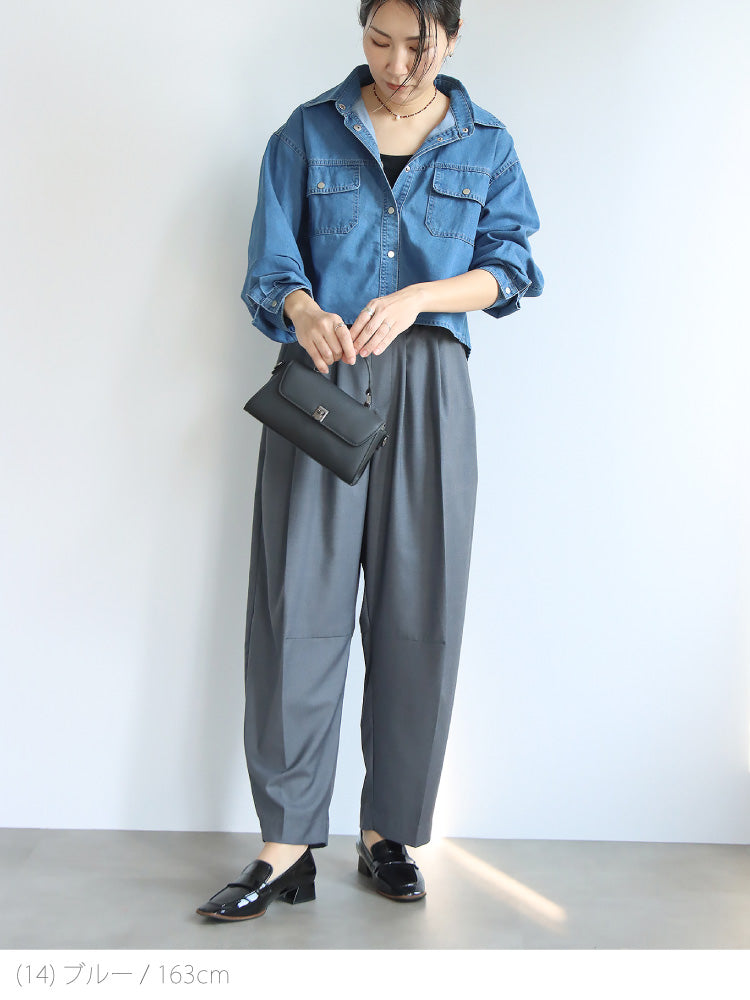 クロップドデニムシャツ