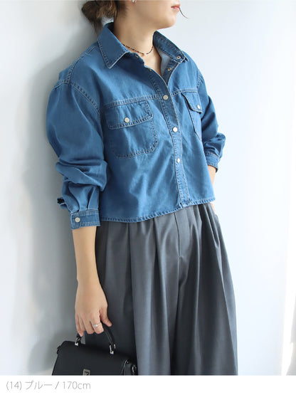 クロップドデニムシャツ