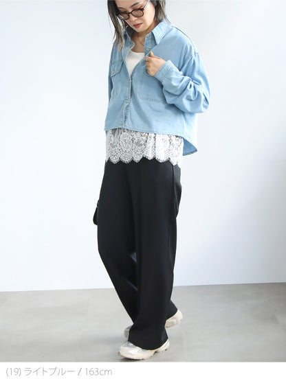 クロップドデニムシャツ