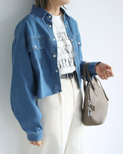 クロップドデニムシャツ