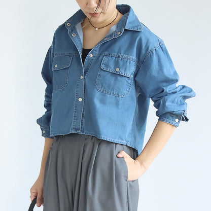 クロップドデニムシャツ