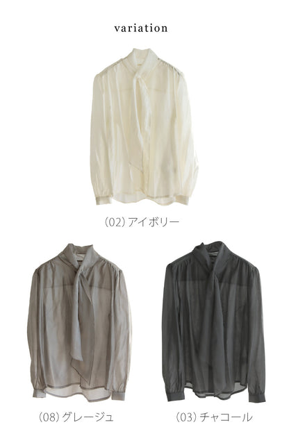 シアーボウタイブラウス
