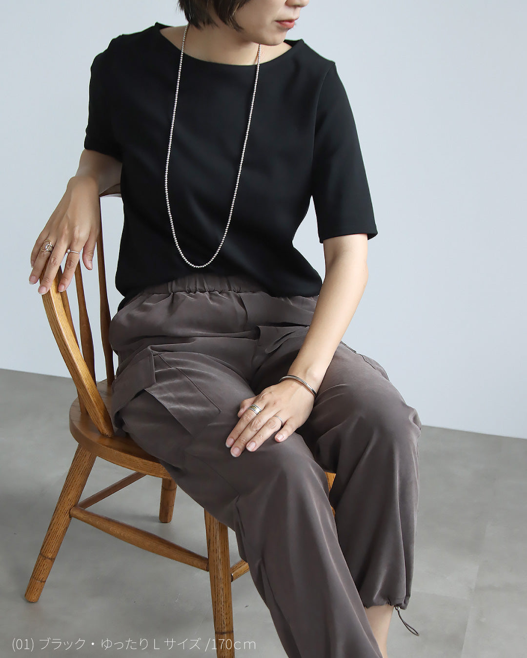 すっきり見え5分袖Tシャツ