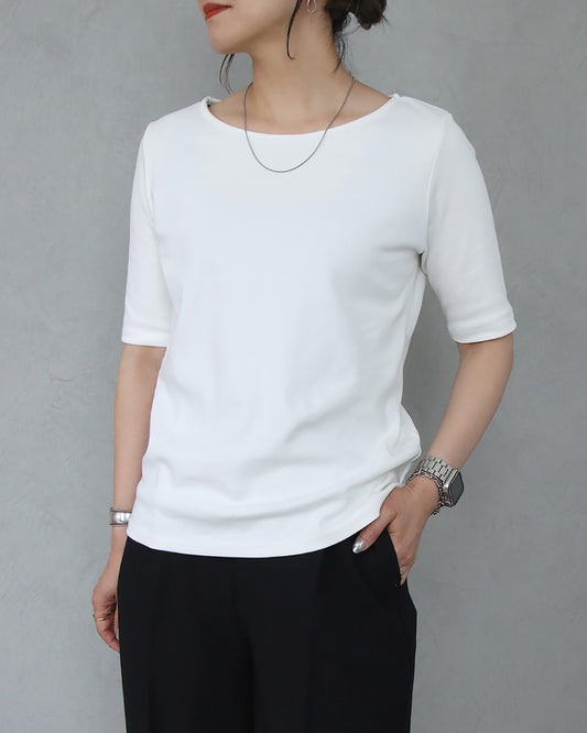 すっきり見え5分袖Tシャツ