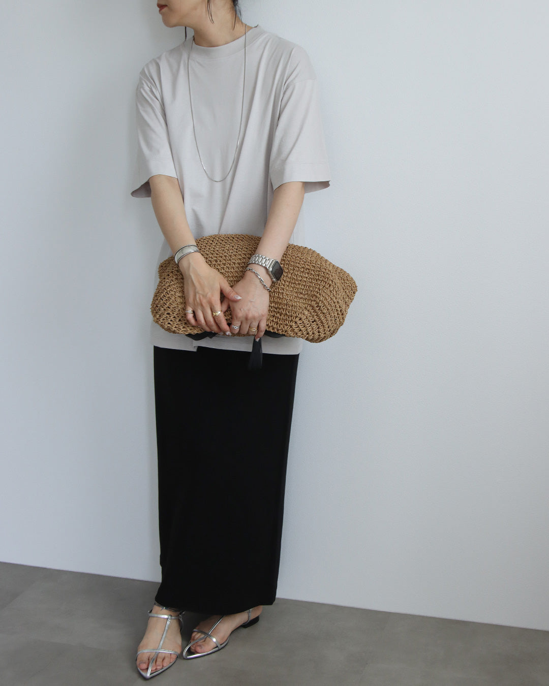 シルケットハイネックTシャツ
