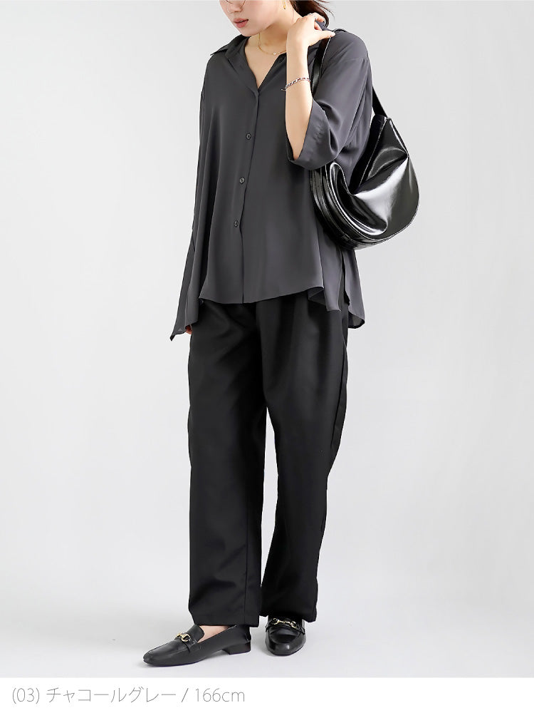 バックレイヤードシフォンシャツ